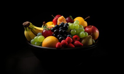 Wall Mural -  a bowl filled with lots of fruit on top of a table.  generative ai