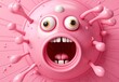 A funny gum with a protruding tongue and bulging eyes. Abstract emotional face. Cartoon monster. Generative AI. Illustration for banner, poster, cover, brochure or presentation.