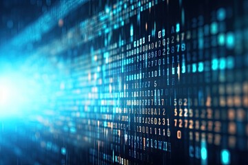 digital binary code background with blurring light from binary numbers Generative AI
