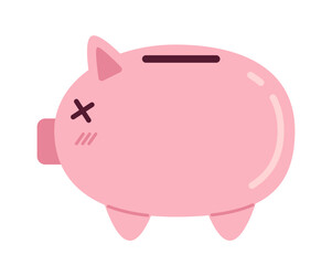 Poster - piggy bank semi flat colour vector object. editable cartoon clip art icon on white background. savin