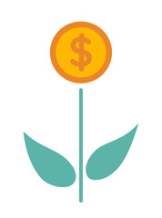 Poster - Money flower semi flat colour vector object. Editable cartoon clip art icon on white background. Investment growth. Simple spot illustration for web graphic design.