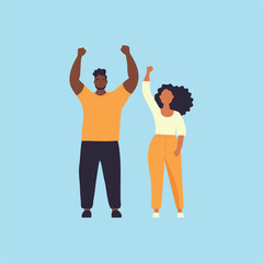 Wall Mural - couple fighting for their rights, vector illustration