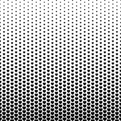 Poster - Heart fade pattern. Faded halftone black dots isolated on white background. Degraded fades dote for design print. Fadew halftones hearts. Fading polka gradient. Geo transition bg. Vector illustration