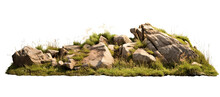 Grass Fields Meadow With Rocks On Transparent Background, Png