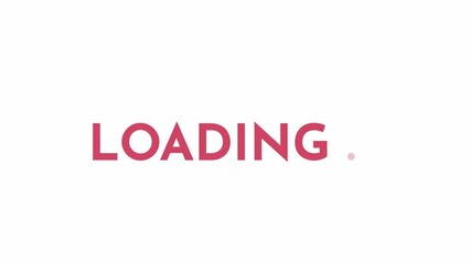 Poster - Sharp-edged red 2D loading animation. Visual message with ellipsis screen animated text indicator 4K video loader motion graphic. Simple letters with three dots download, upload progress gif