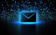 © SKIMP Art - message envelope is light up in blue on an abstract background Generative AI