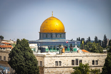 Wall Mural - dome of the rock, view from ramparts walk, jerusalem, israel, middle east, golden dome, cupola, temple mount