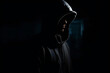 Hacker in the hood silhouette in the dark,ai generated