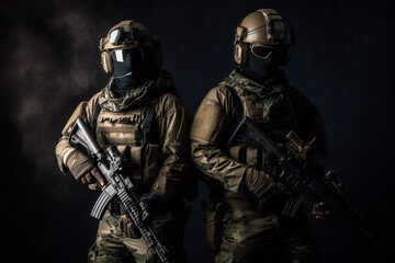 Military Special Forces With Weapon Armed Soldiers,ai generated