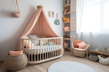 Wall Mural - Baby room interior with stylish furniture and toys,ai generated