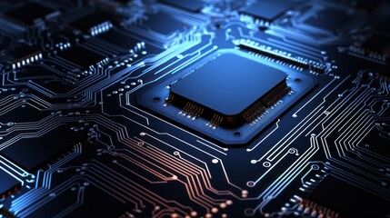 Abstract microchip technology background with room for AI or other text