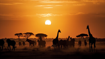 Illustration of african wildlife animals, kruger park