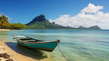 Fishing Boat On Tropical Island Mauritius