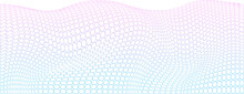 Abstract Gradient Halftone Wave Background. A Twisted Plane Of Circles On A Transparent Background. A Modern Sample For Presentations, Web Design On A Technological Topic