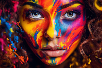 attractive woman in colorful mask