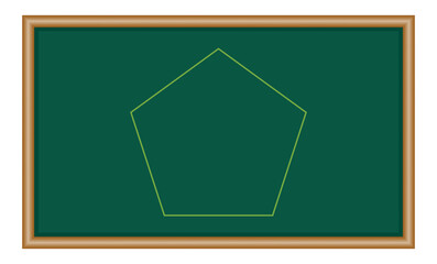 Poster - 2d geometric shape of pentagon. Polygon pentagon shape in mathematics. Mathematics resources for teachers and students.