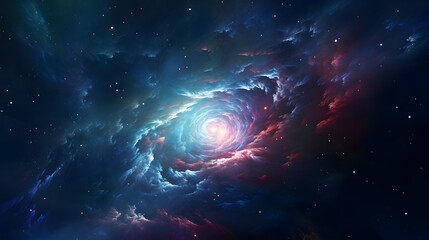 Wall Mural - cosmic voyage, celestial dance of space scene with swirling galaxy, nebula, and distant planet, powe