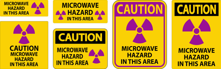 Wall Mural - Caution Sign Microwave Hazard Area