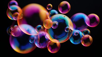 Aufkleber - Colorful soap bubbles floating in the air