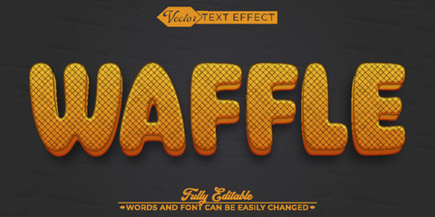 Wall Mural - Cartoon Tasty Waffle Vector Editable Text Effect Template