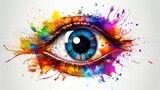 Fototapeta  - An eye with vibrant paint splatters