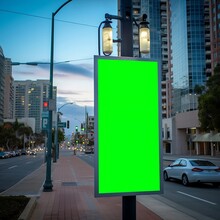 Poster Add On An Electric Poll In Downtown San Diego With Green Screen For Image Created With Generative Ai