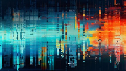 Aufkleber - A vibrant and geometric abstract background filled with dynamic lines and colorful squares