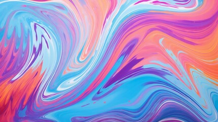 Poster - An abstract painting with vibrant blue, pink, and orange colors