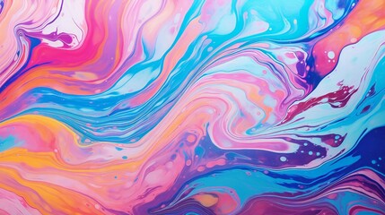 Poster - An abstract painting with blue, pink, and yellow colors