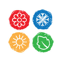 Sticker - Four nature seasons grunge circles