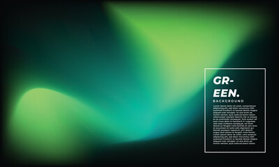 Fluid green gradient mesh background template copy space. Colour gradation backdrop design for poster, banner, magazine, cover, landing page, brochure, festival, or event.