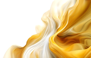 Wall Mural - Beautiful silk flowing swirl of pastel gentle calming yellow gold and light ivory cloth background. Mock up template for product presentation. 3D rendering. copy text space