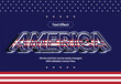 Editable text effect in modern pattern style - Happy 4th of July, Independence Day of America, greeting card horizontal banner. Headline and title. America's flag pattern with stripes and stars shape.