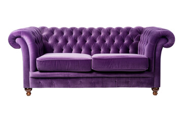 Sticker - Sofa deco style in purple isolated on transparent background. Front view. Series of furniture