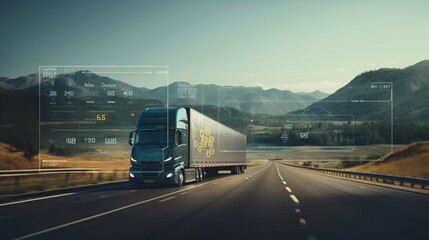 Wall Mural - Transport Logistics Technology - trucking, road freight, delivery