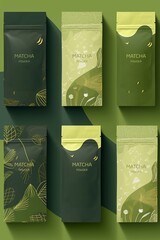 Wall Mural - Generative AI. matcha tea, powder healthy organic beverage. Mockup for pack. Matcha latte