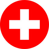 Fototapeta Big Ben - round Swiss flag of Switzerland