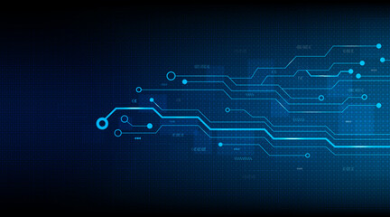 Fototapete - Digital circuit lines futuristic technology abstract and cyberspace with blue background.