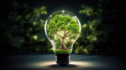 Poster - light bulb on green background. with generative ai
