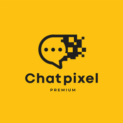 Wall Mural - Chat pixel, dialog app dialog bubble logo icon template vector