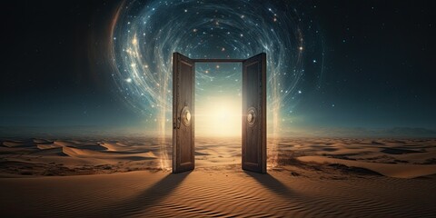 Wall Mural - door to another dimension. astral universe abstract galaxy. glowing spiral cosmos.