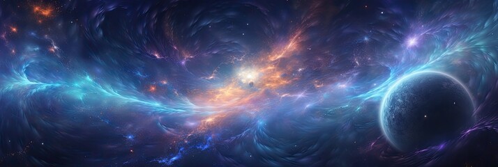 Wall Mural - abstract space vortex black hole. alien lights and swirling speed of light. glowing orbs infinity sy