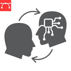 Poster - AI communication glyph icon, technology and artificial intelligence, ai resources vector icon, vector graphics, editable stroke solid sign, eps 10.