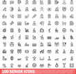 © ylivdesign - 100 senior icons set. Outline illustration of 100 senior icons vector set isolated on white background