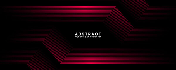 Wall Mural - 3D red techno abstract background overlap layer on dark space with glowing lines effect decoration. Modern graphic design element future style concept for banner, flyer, card, or brochure cover