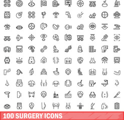 Poster - 100 surgery icons set. outline illustration of 100 surgery icons vector set isolated on white backgr