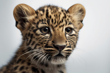 Wall Mural - Close-up of an Amur Leopard's face on a dark background., Generative AI