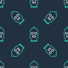 Poster - Line Balaclava icon isolated seamless pattern on black background. A piece of clothing for winter sports or a mask for a criminal or a thief. Vector