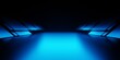 3d rendering of blue light corridor hallway spaceship dark background. Scene for advertising, showroom, technology, future, modern, sport, game, metaverse. Sci Fi Illustration. Product display
