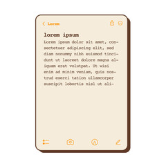 Poster - Notes application with place for text. Reminder, to do list or schedule pop up window on computer. Business app frame layout in nostalgic retro style. Vector flat illustration.